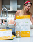 Eco-friendly lemon scented multi-surface disinfecting cleaning strips by Tru Earth
