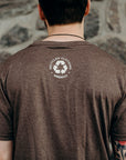 Brown organic unisex t-shirt with white Ungalli logo across front