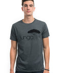 Unisex organic grey t-shirt with matte black Ungalli logo across front
