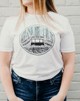 Unisex ethically made white t-shirt with Volkswagen logo on front