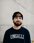 Unisex recycled toque in black, green or grey with brown Ungalli patch