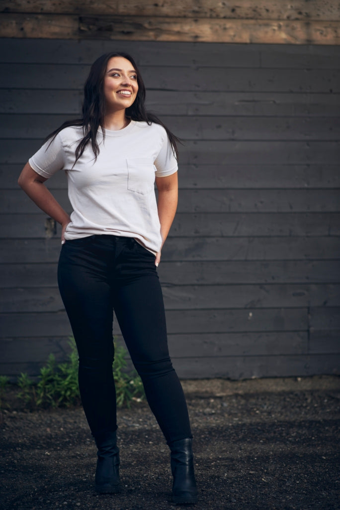 Women's ethically sourced short sleeve grey pocket t-shirt