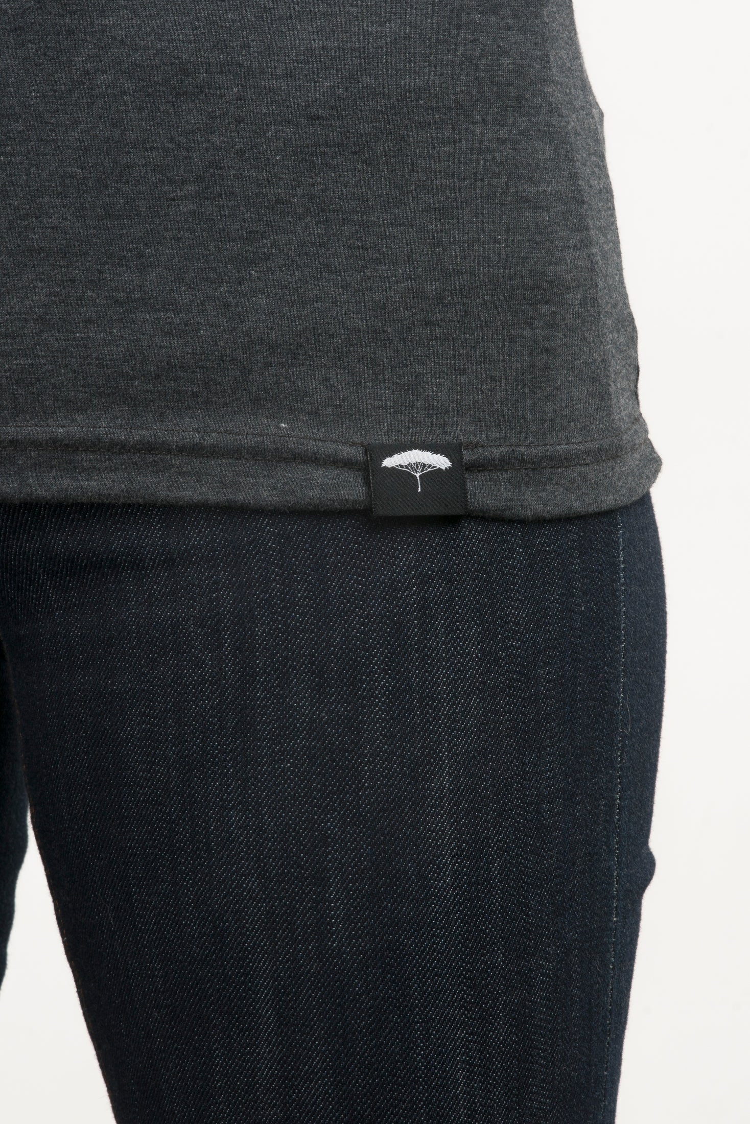Women's recycled short sleeve grey t-shirt with black Ungalli logo on front