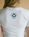 Women's recycled short sleeve white t-shirt with Sail Superior logo