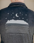 Organic grey unisex zip up light weight sweater with white details