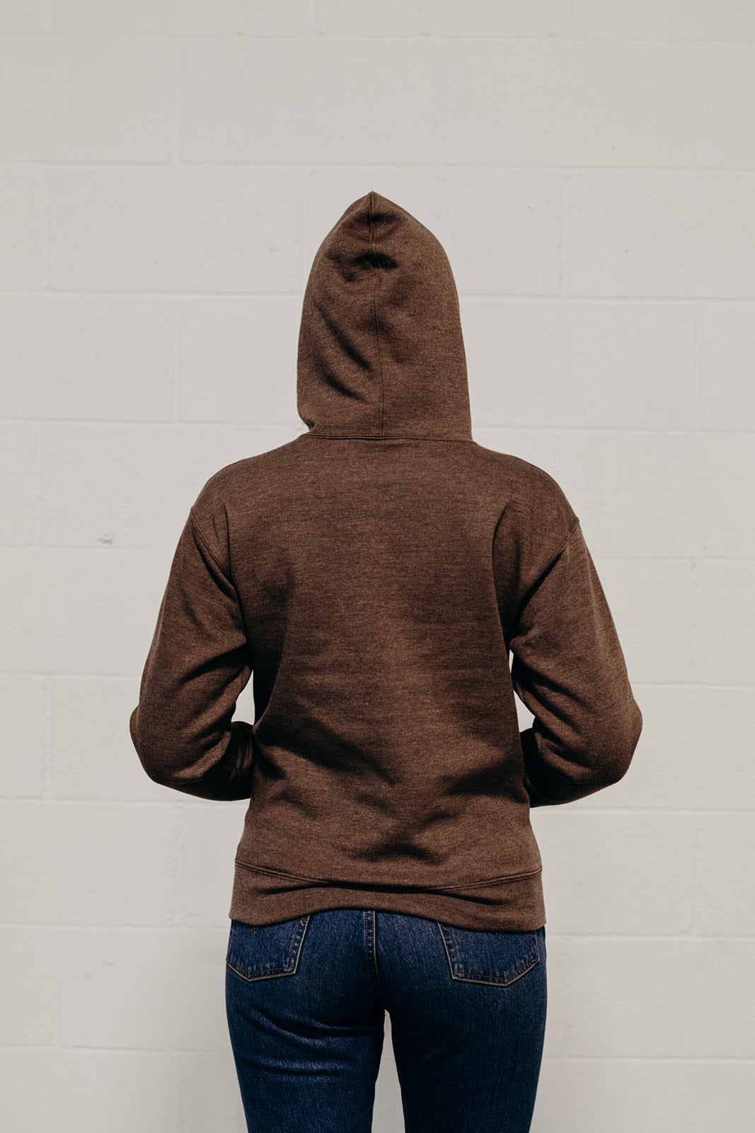 Brown ethically made unisex pull over hoodie with beige Ungalli logo