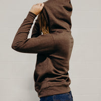 Brown ethically made unisex pull over hoodie with beige Ungalli logo