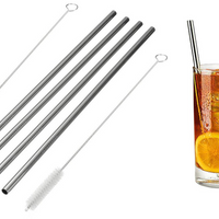 4 eco-friendly reusable straws with cleaning brushes