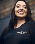Women's long sleeve sustainably made shirt with brand logo