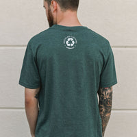 Unisex organic green t-shirt with white map design on front