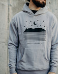 Grey unisex pull over hoodie with black Sleeping Giant design