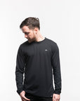Organic cotton unisex long sleeve black shirt with small white Ungalli tree on front