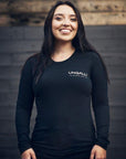 Women's long sleeve sustainably made shirt with brand logo