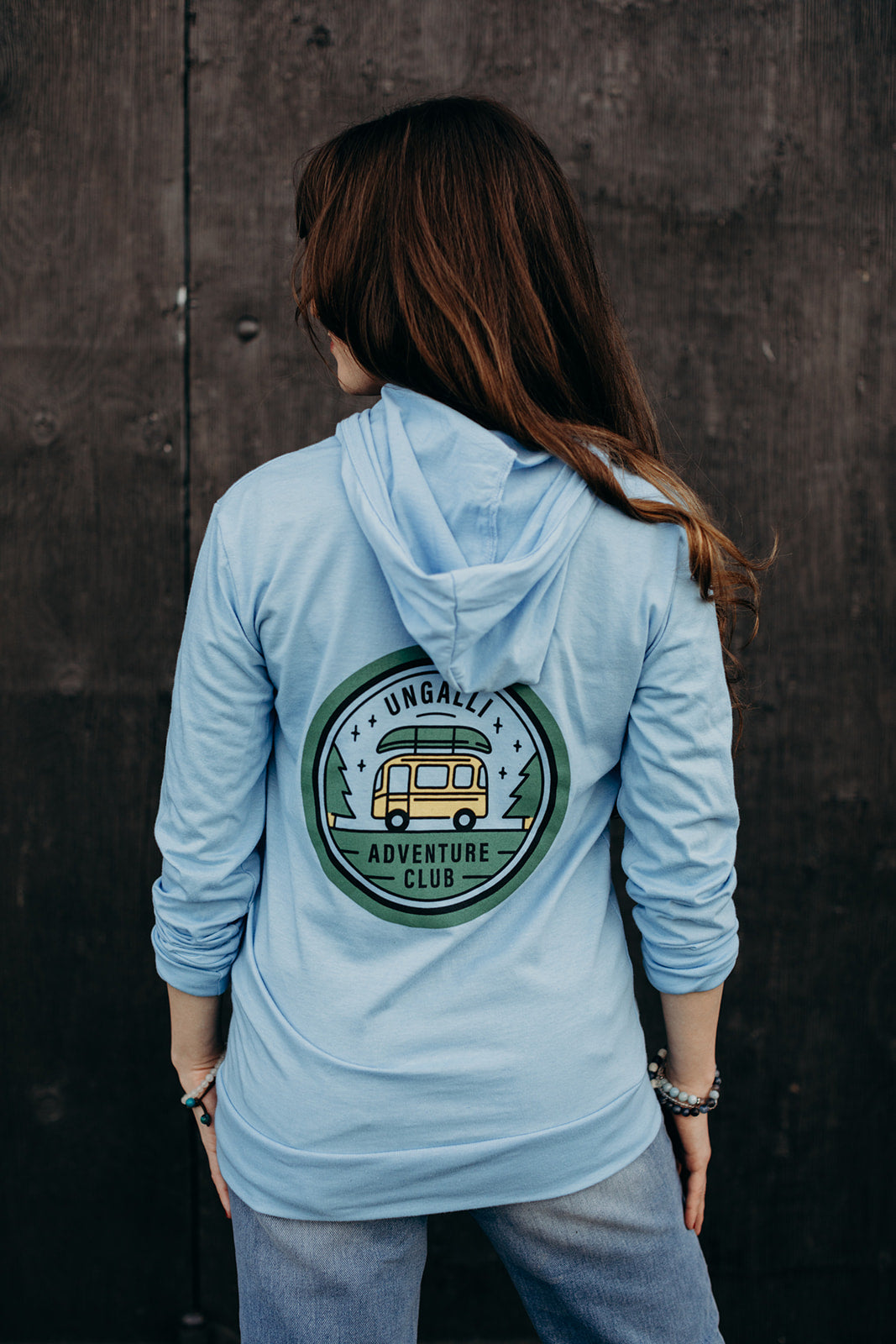 Light blue recycled unisex zip up hoodie