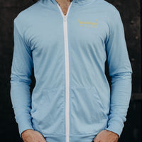 Light blue recycled unisex zip up hoodie