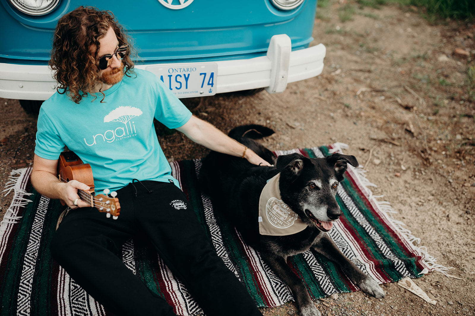  Dog bandana available in multiple colours with white adventure club logo