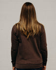 Brown unisex recycled 1/4 zip sweater with small Ungalli logo in white on front
