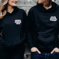 Black organic unisex hoodie with white 'Port Arthur' logo