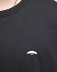 Ethically made unisex t-shirt in black with small white Ungalli tree on front