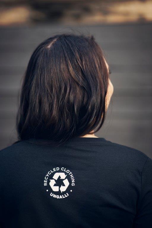 Women's ethically sourced black long sleeve shirt with Ungalli logo