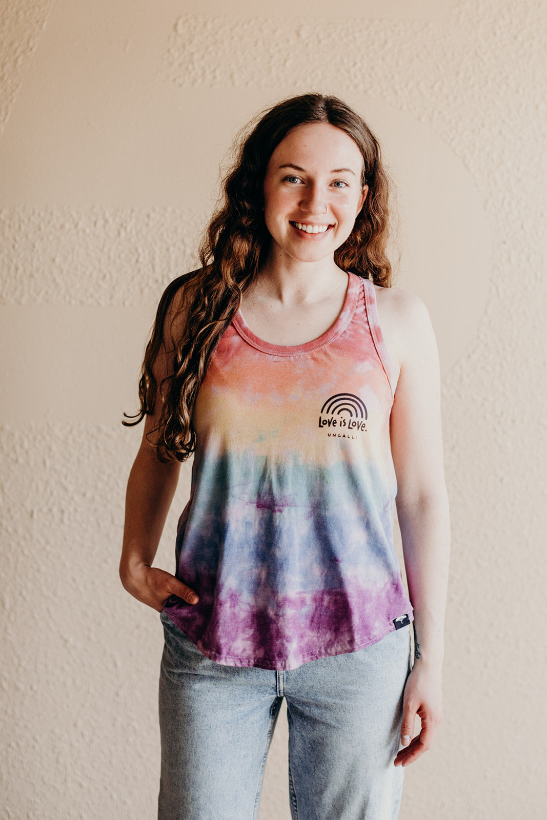 Women's recycled rainbow pride tank top