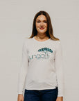 White long sleeve ethically made top with Ungalli logo
