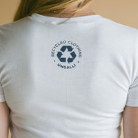 Women's recycled short sleeve white t-shirt with Sail Superior logo