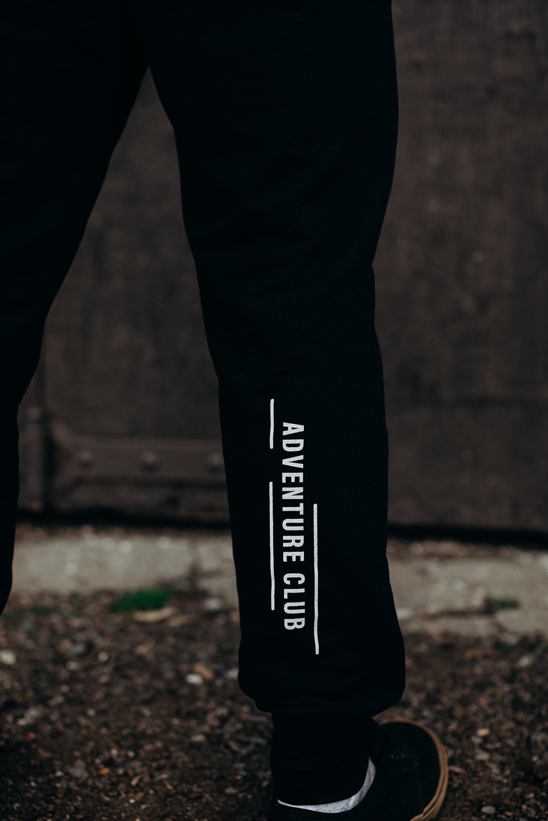 Black ethically made unisex joggers with white detailing