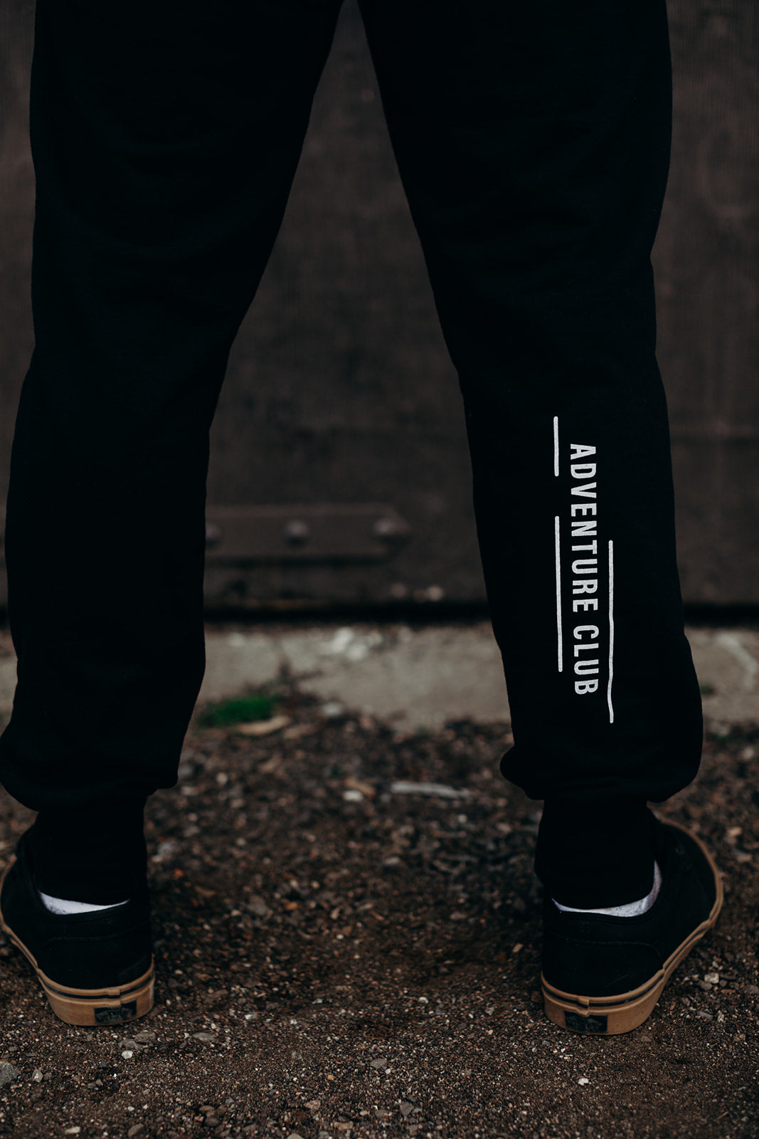 Black ethically made unisex joggers with white detailing