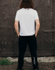 Black ethically made unisex joggers with white detailing