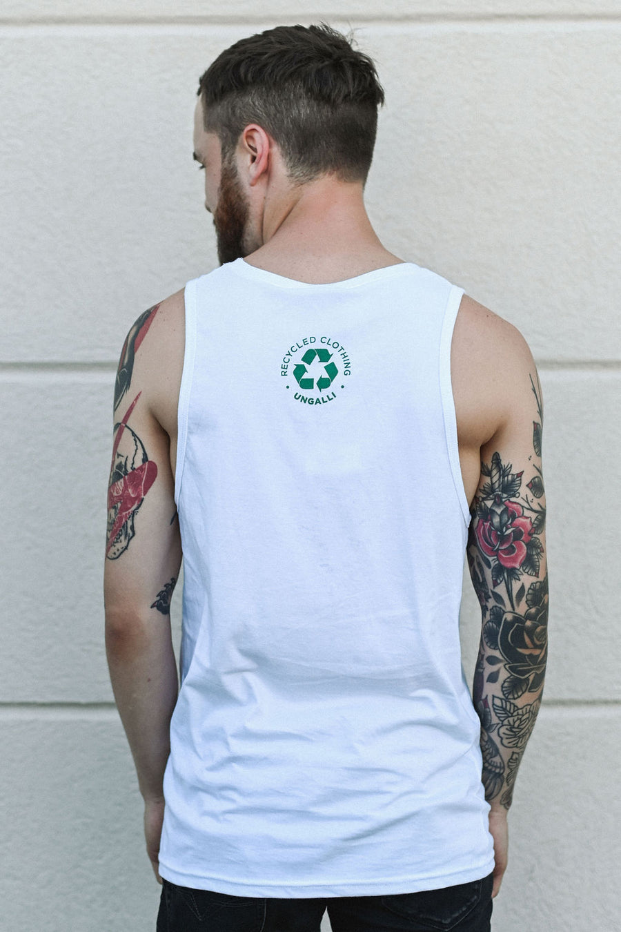 men's sustainably made white tank top