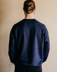 Organic unisex crew neck pullover hoodie in navy